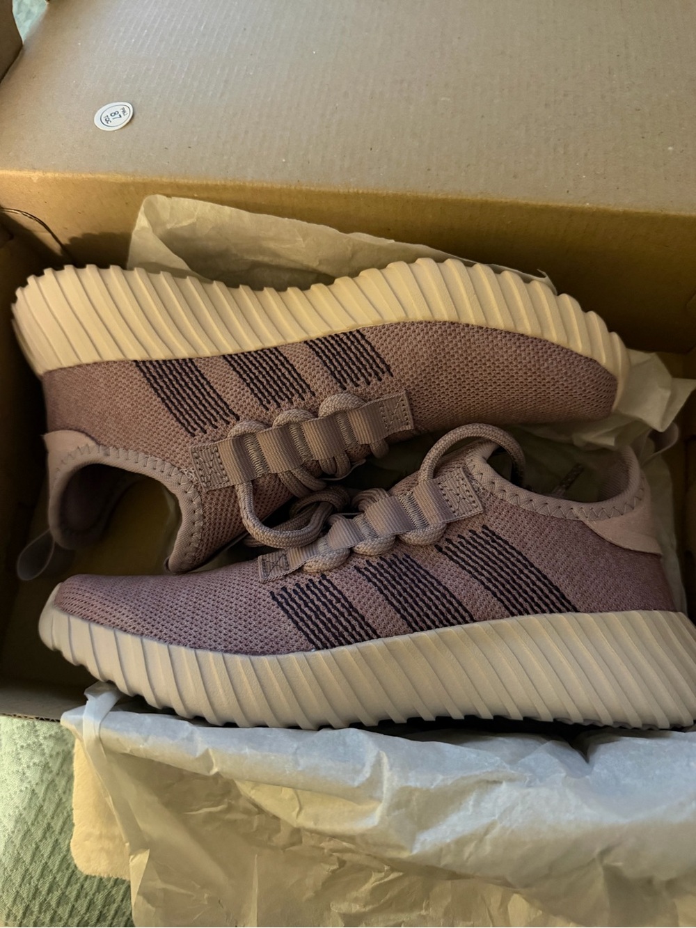 adidas Women's Knit Sneakers in Mauve and Cream